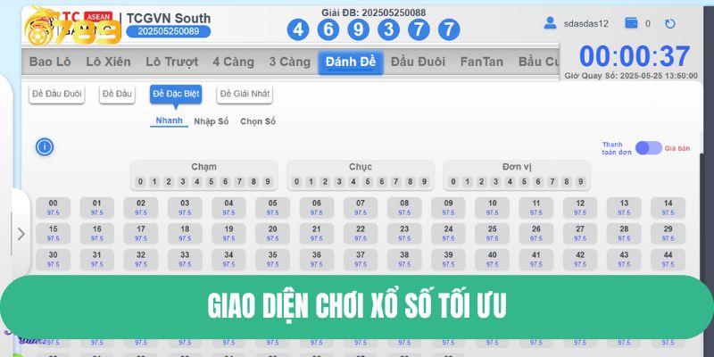 Giao diện chơi xổ số tối ưu